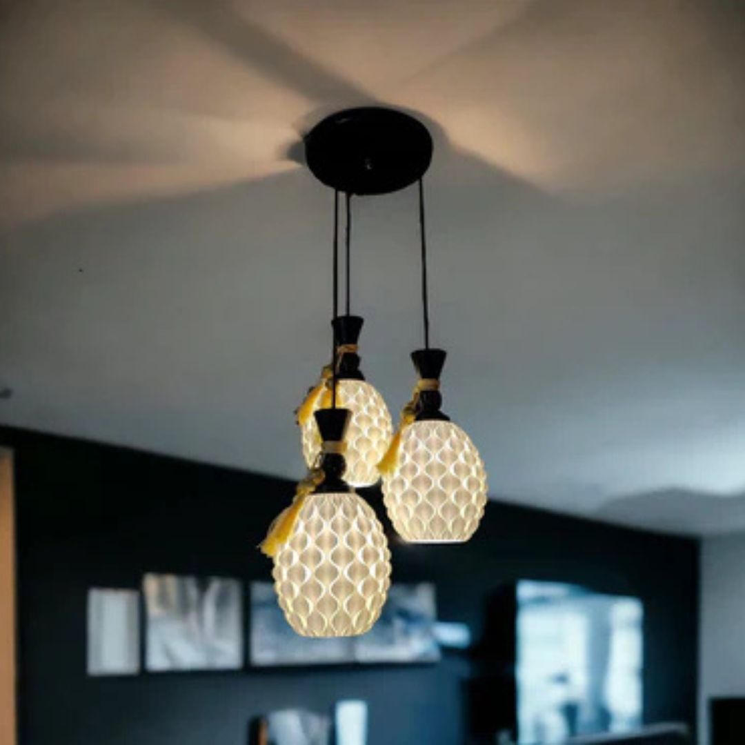 Pine Set of 3 Hanging Lamps Perfect for Kitchen & Dining