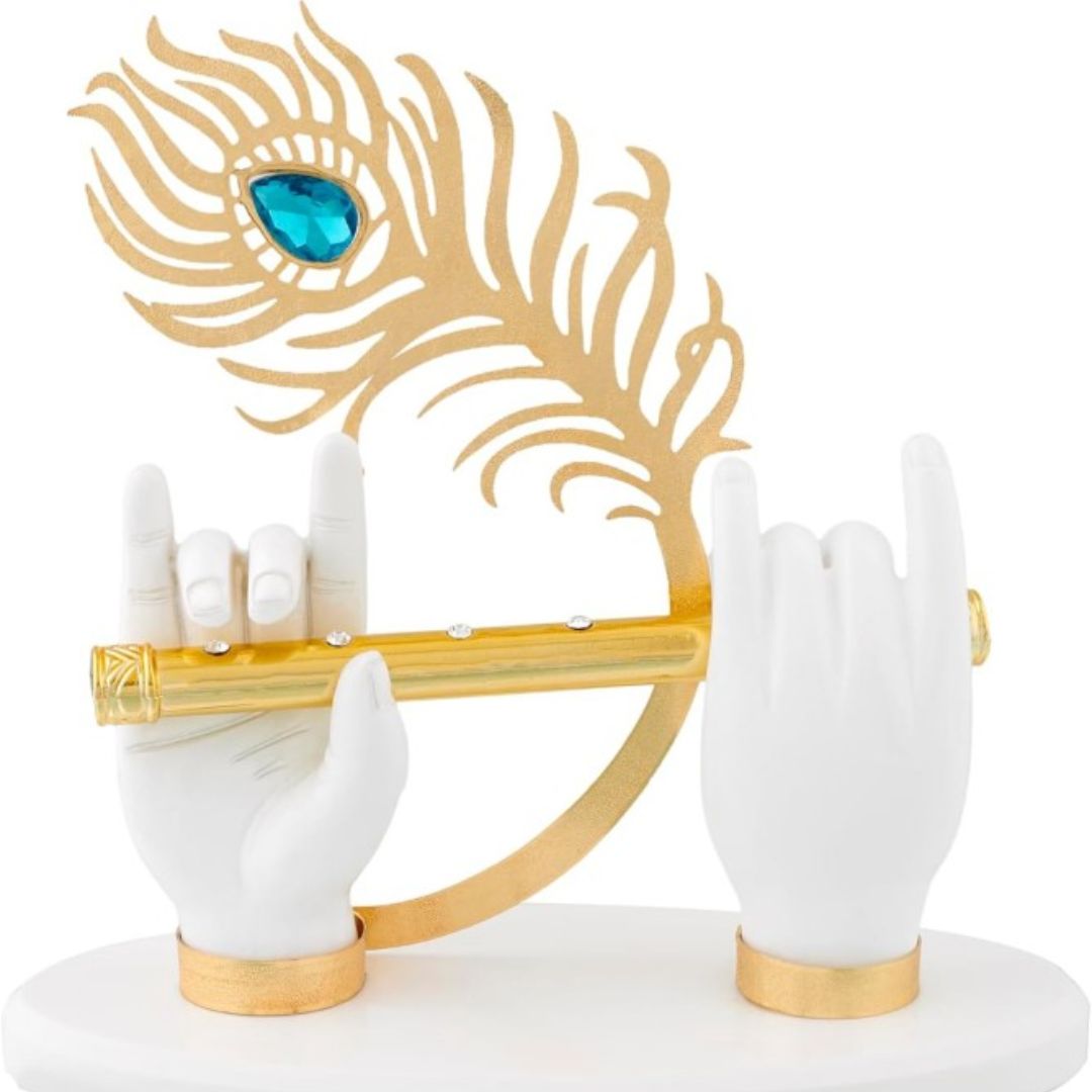 Polyresin krishna hand with flute | Classical Piece for Decor As Well As Wedding and Corporate Gifting Purposes