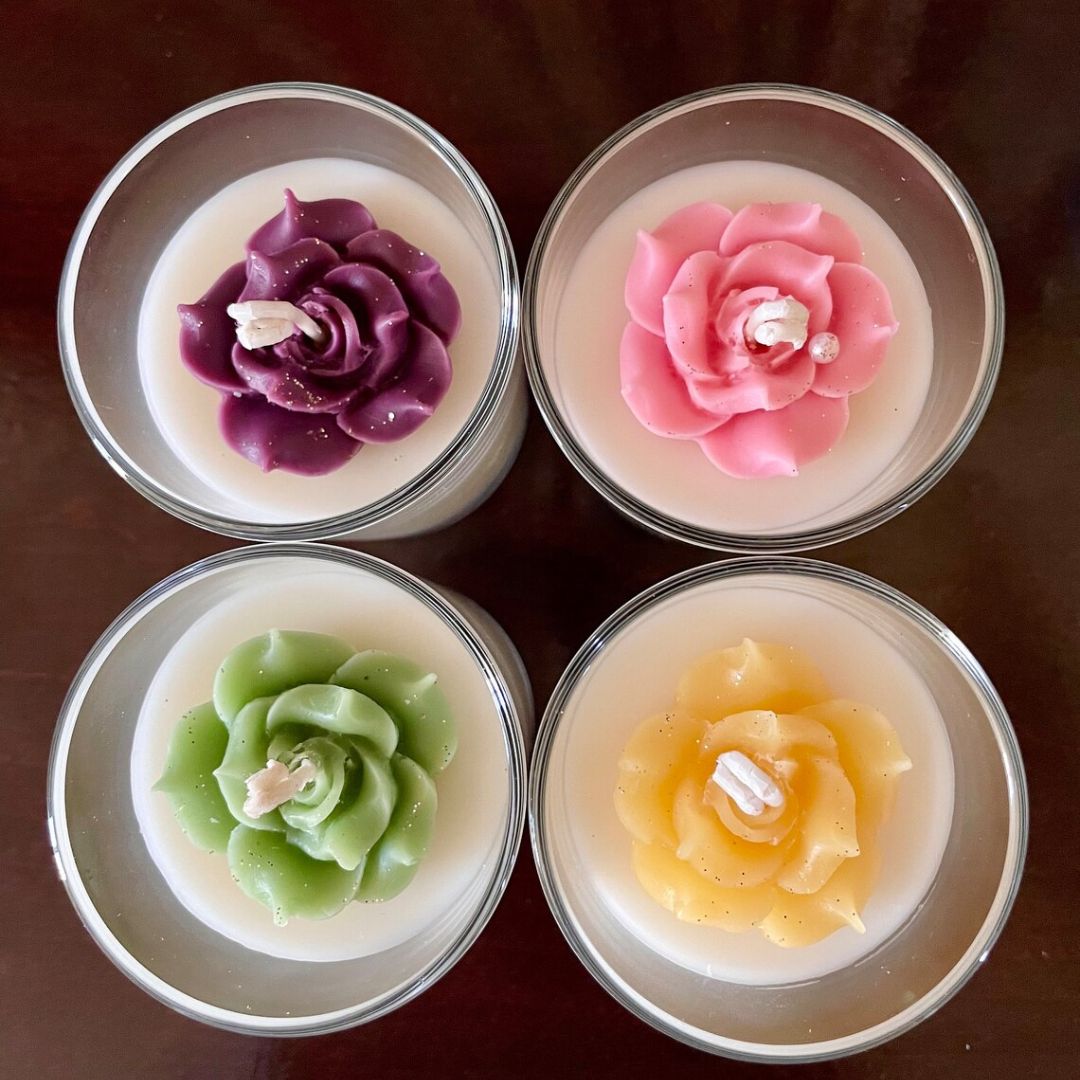 Rose Blossom Jar Candle Floral Scented Home Decor