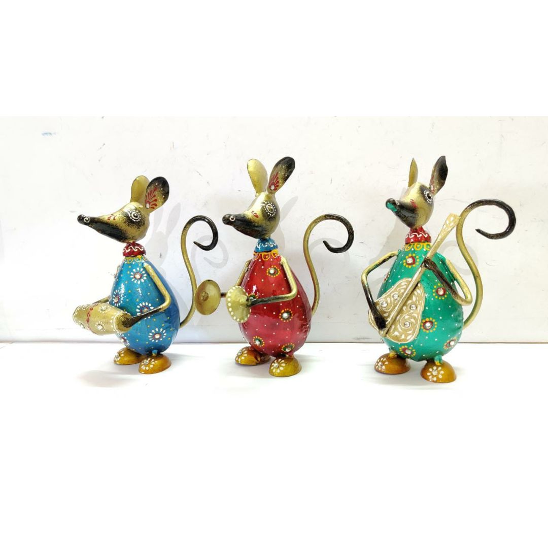 Set of 3 Iron Musical Rats Home, Office & Cafe Decor