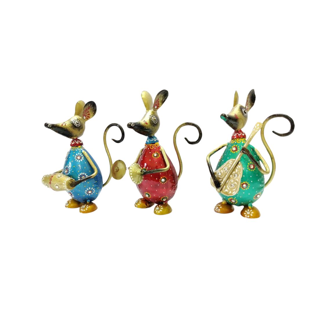 Set of 3 Iron Musical Rats Home, Office & Cafe Decor