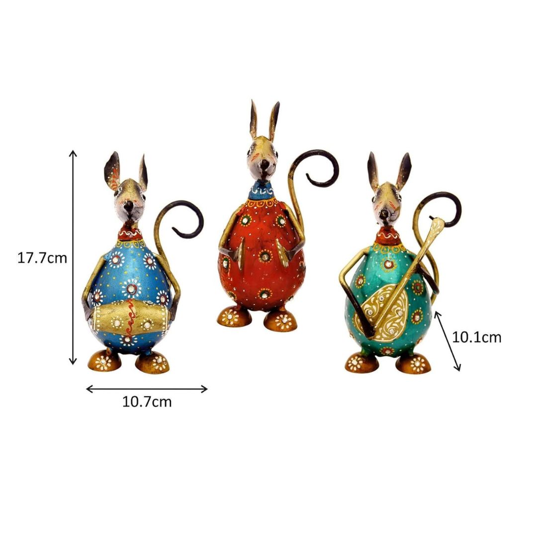 Set of 3 Iron Musical Rats Home, Office & Cafe Decor