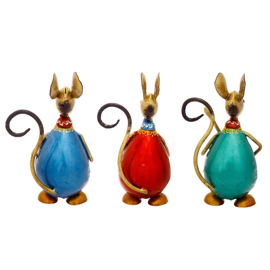 Set of 3 Iron Musical Rats Home, Office & Cafe Decor