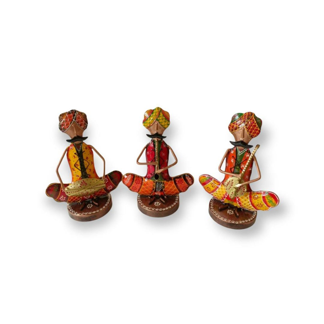 Set of 3 Iron Sitting Men Mini Decor for Gift & Office