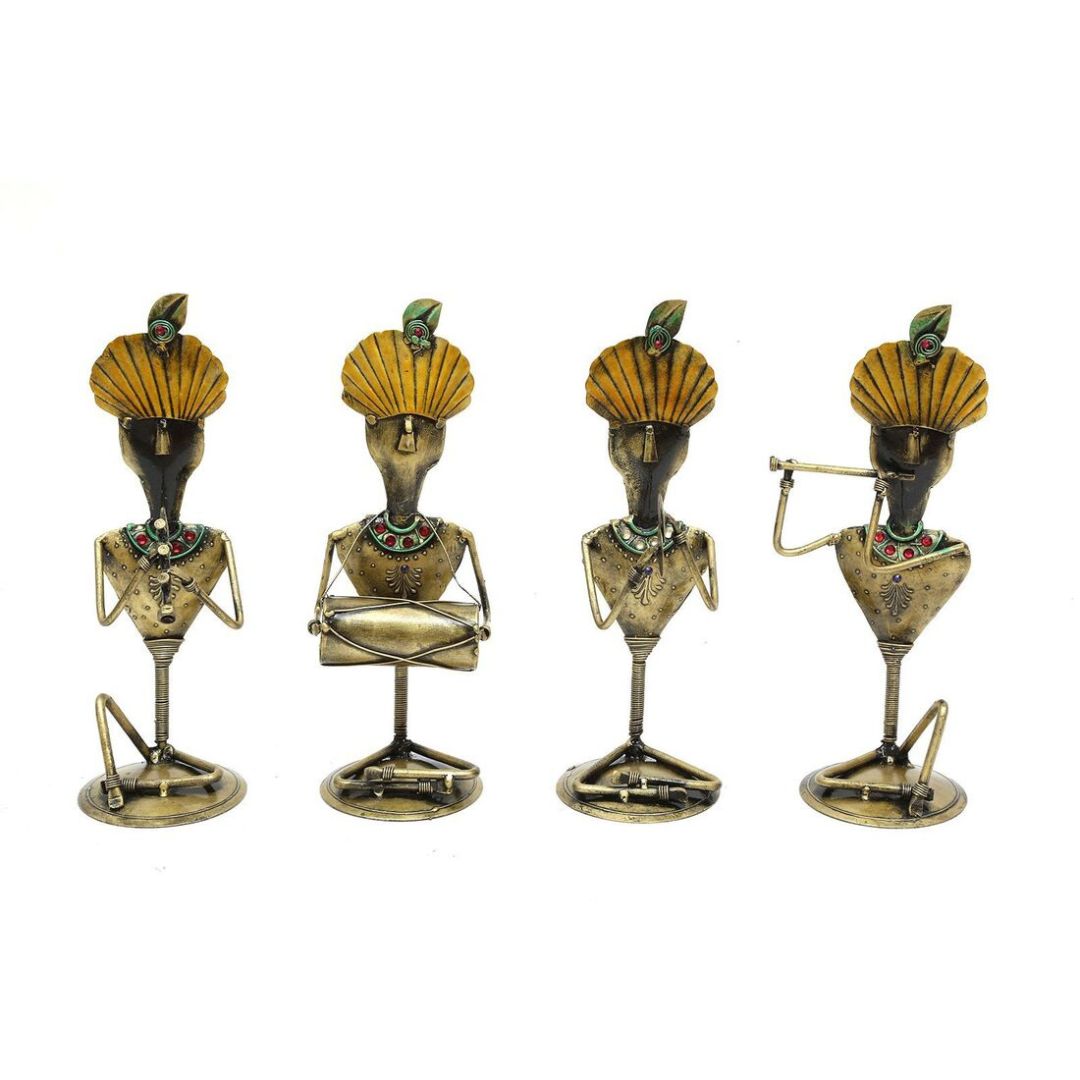 Set of 4 Iron Krishna Idols Mini Gift & Office Decor