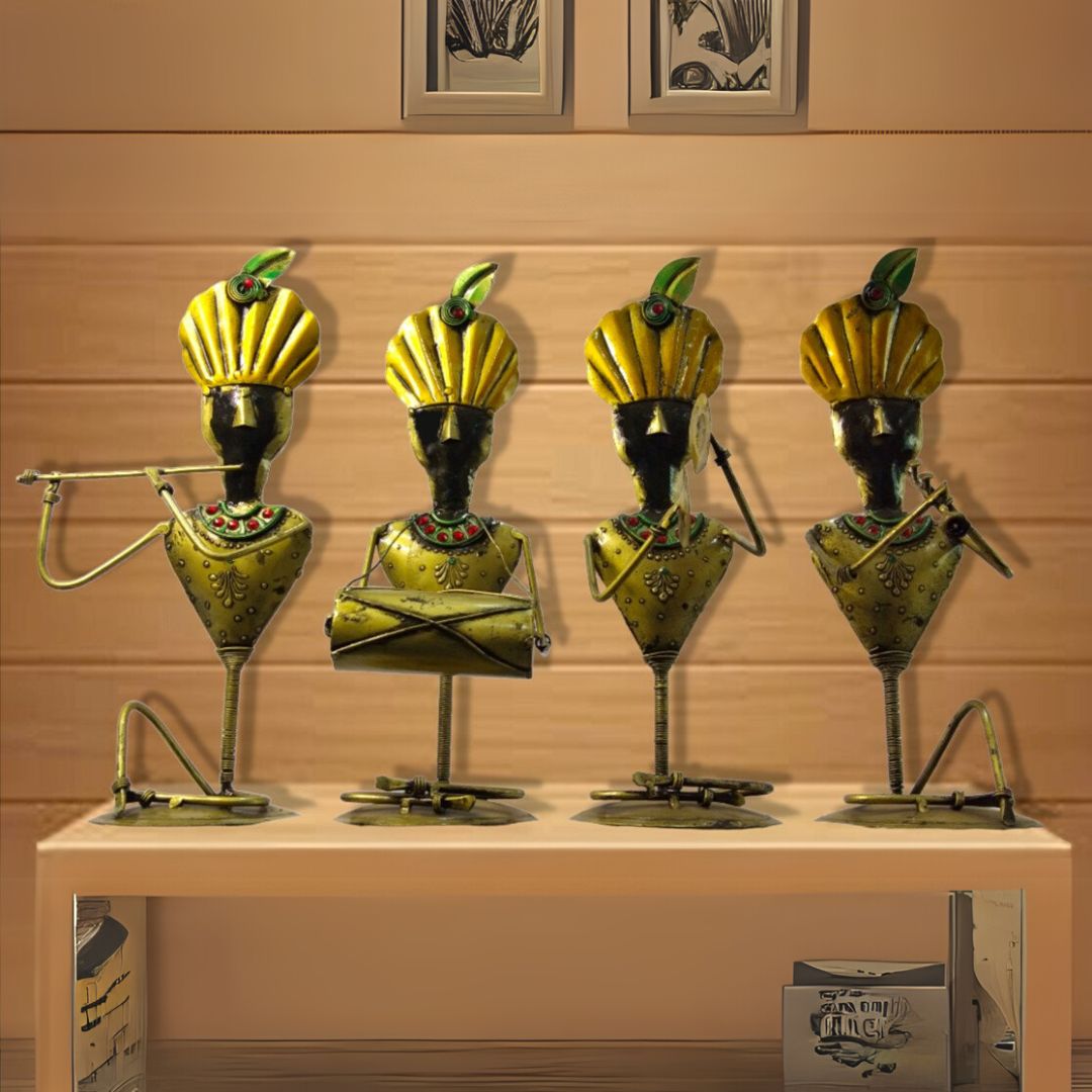 Set of 4 Iron Krishna Idols Mini Gift & Office Decor