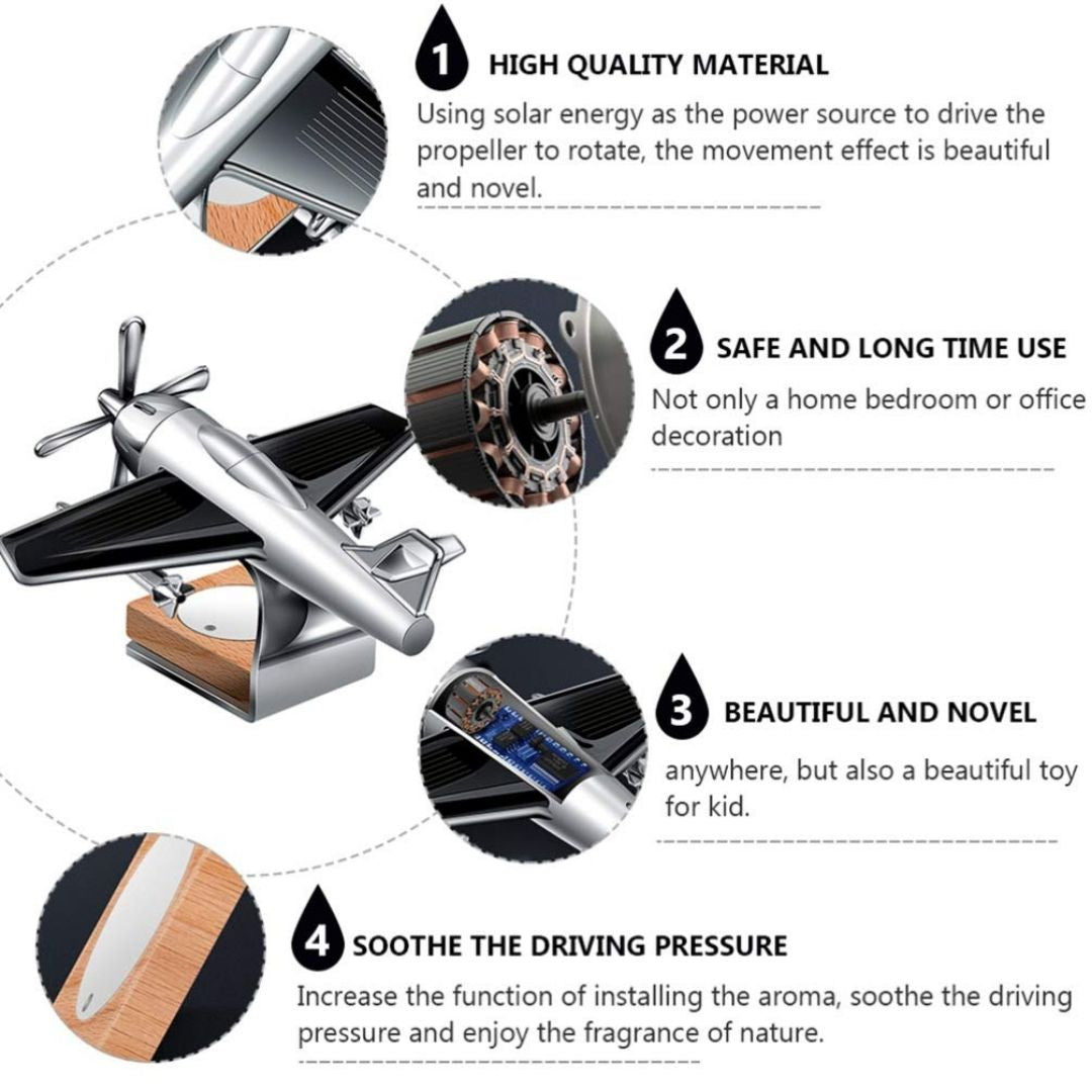 Solar Car Air Freshener Jet Rotating Dashboard Perfume