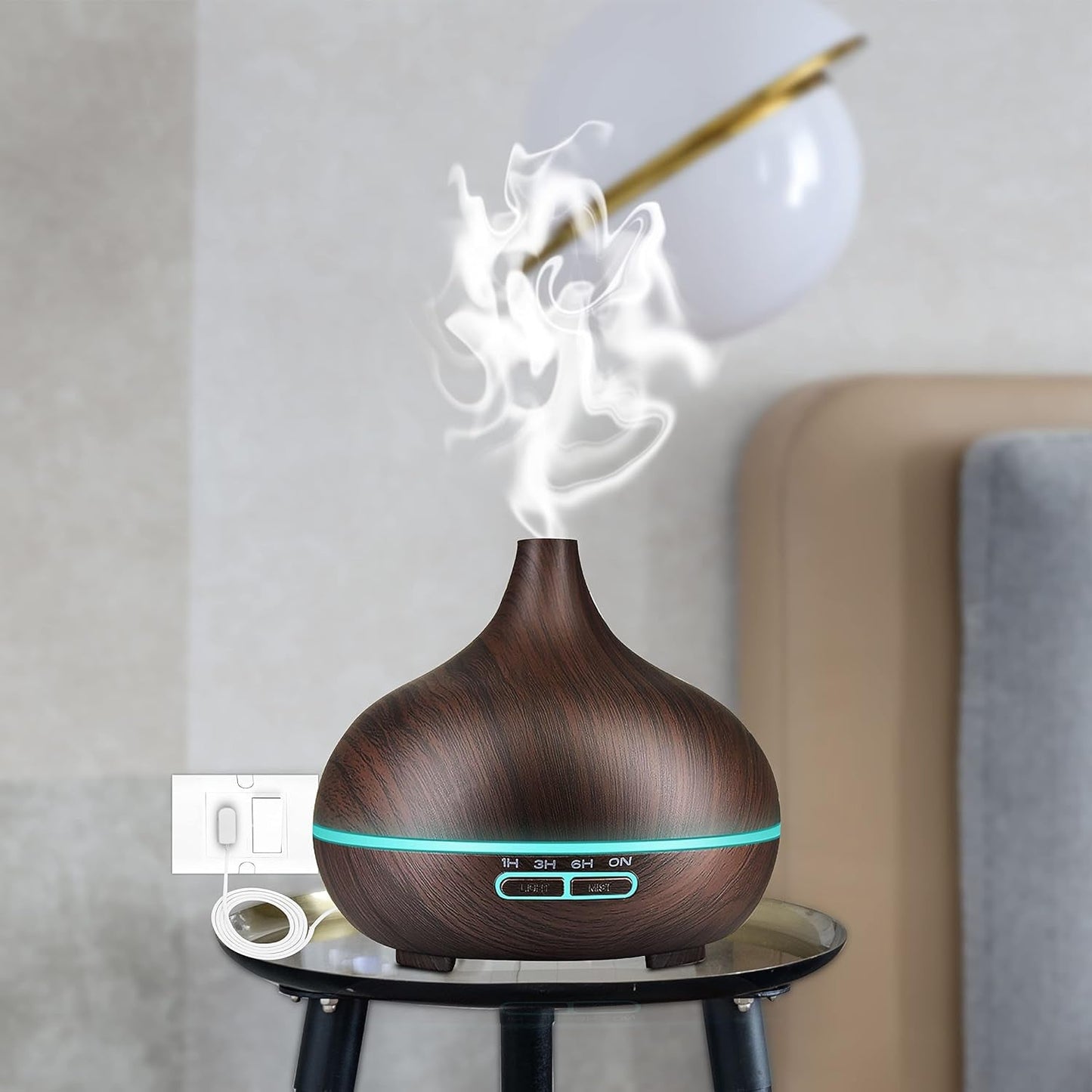 Aromatherapy Humidifier With 7 Colourful Led Light Change (500 Ml Capacity With Remote)