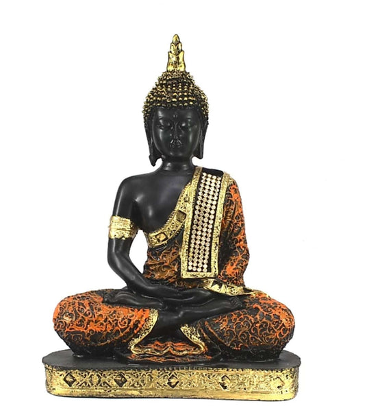 Orange & Gold Sitting Buddha Statue