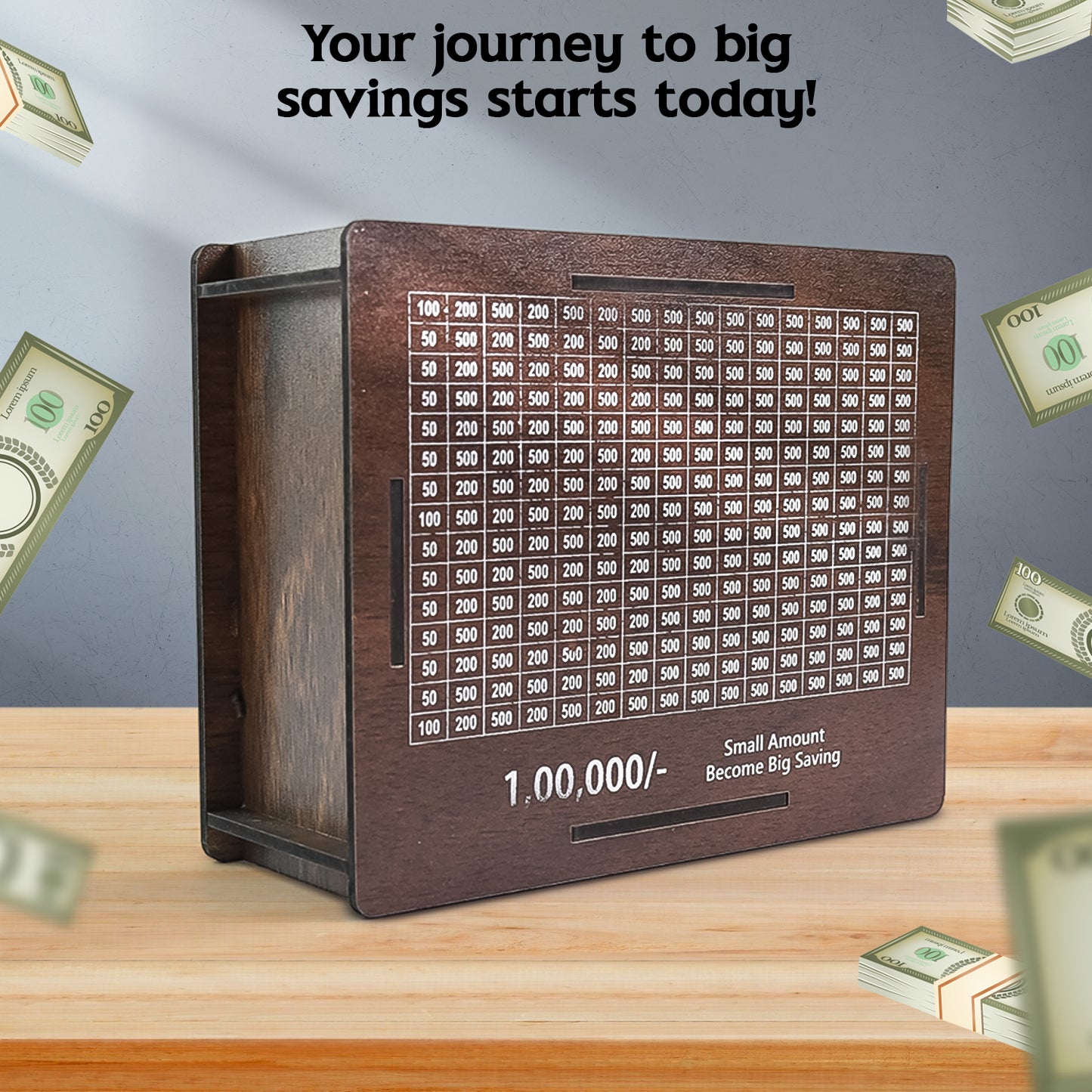 Wooden Money Piggy Bank Money Box (1 Pc With Marker Pen)