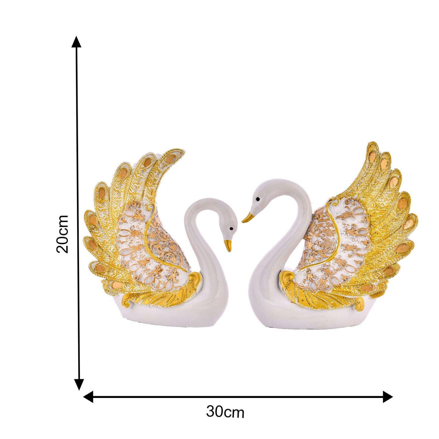 Elegant Swan Pair Feather Design Showpiece | Home Decor