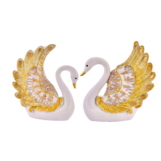 Elegant Swan Pair Feather Design Showpiece | Home Decor