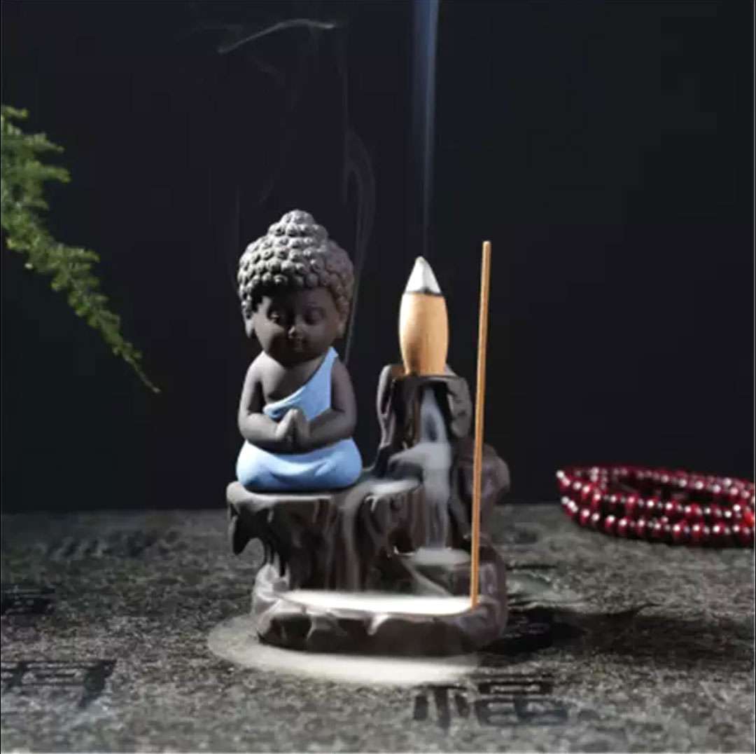 Handcrafted Baby Monk Buddha Incense Holder