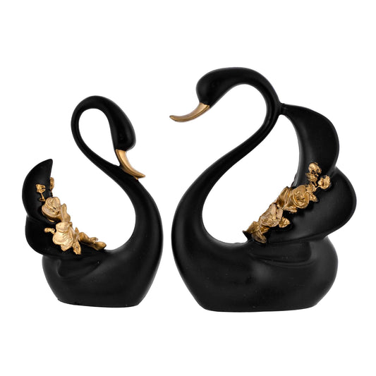 Elegant Swan Pair Sculpture | Handcrafted Decorative Figurine for Bedroom | Office