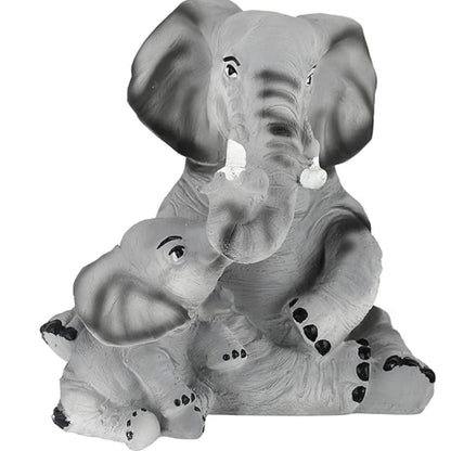 Antique Finish Elephant & Child Decorative Showpiece