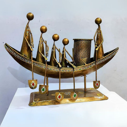 5 Men Boat Pen Stand – For Gift, Table & Desk Decor