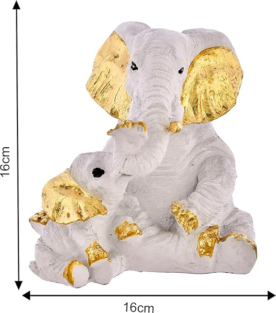Small Elephant Family Mom and Baby Sculpture for Living Room