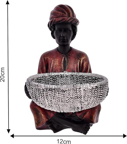 Men Statue with Basket for Living Room Anniversary Gift for Him