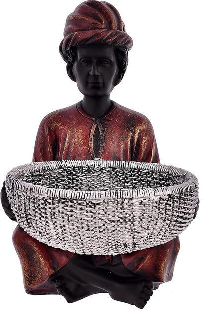 Men Statue with Basket for Living Room Anniversary Gift for Him