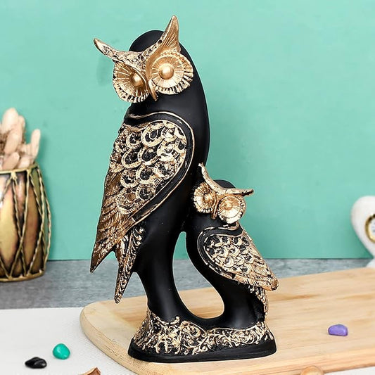 Multicolor Owl Family Decorative Showpiece for Living Room Home Decor