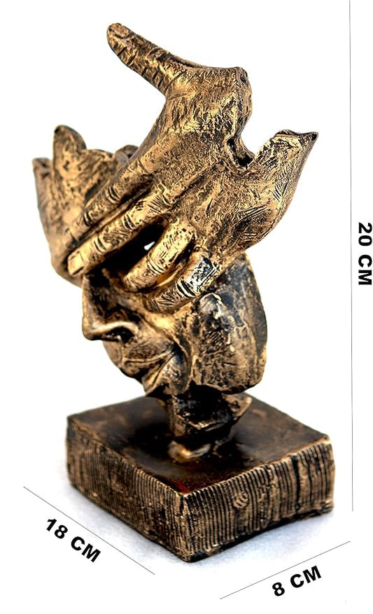 Handcrafted Resin Human Face & Hand-on-Eye Decorative Figurine