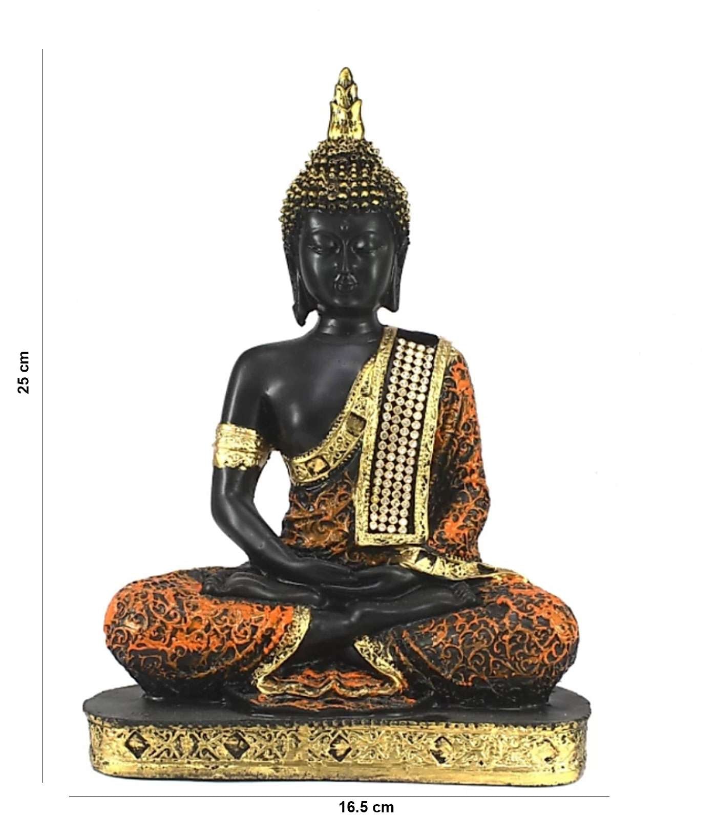 Orange & Gold Sitting Buddha Statue