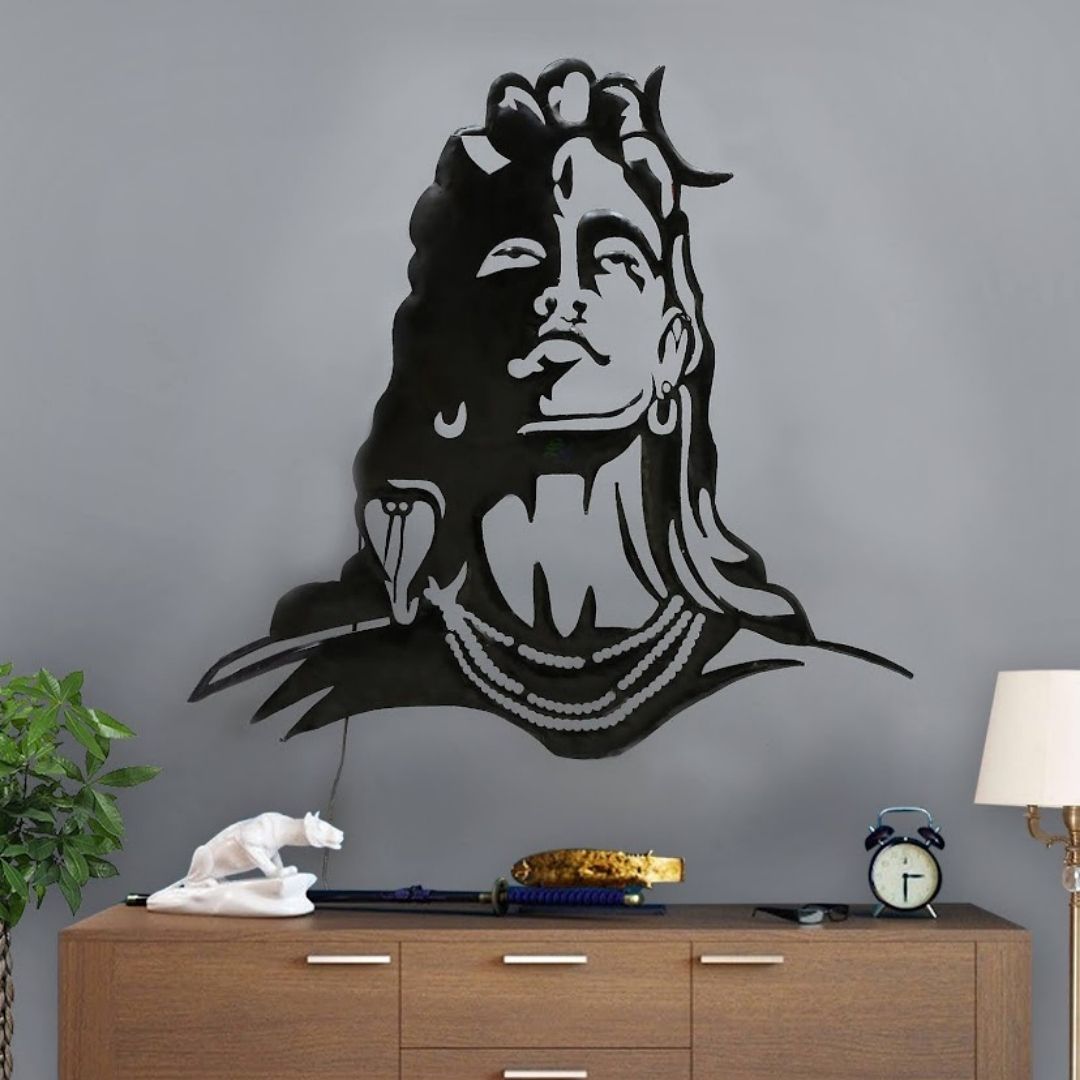 Adiyogi Wall Art with LED Backside for Wall Decor
