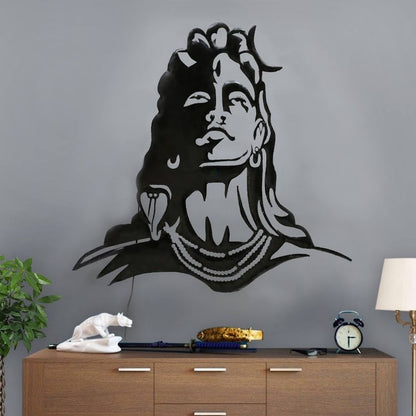 Adiyogi Wall Art with LED Backside for Wall Decor