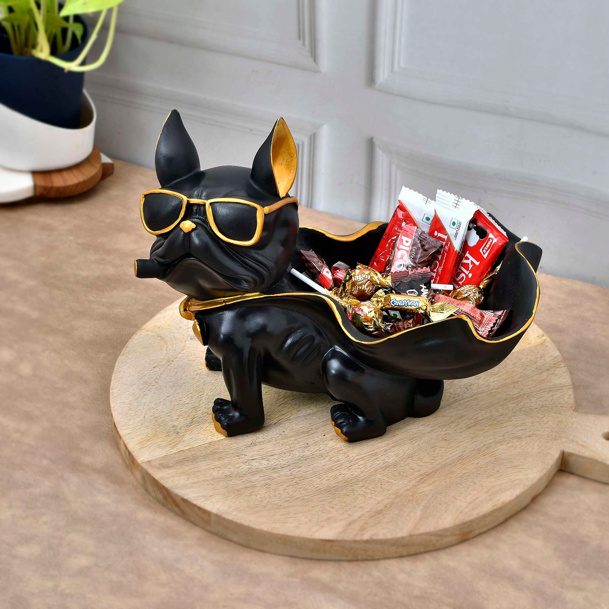 Decorative Bulldog Sculpture with Storage