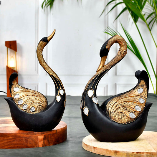 Elegant Swan Pair Sculpture