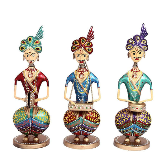 Festive Iron Musical Men Set of 3  Unique Home Decor