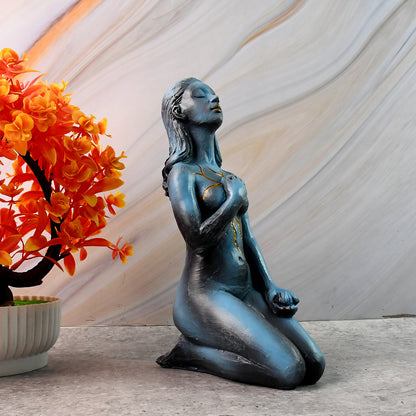 Blue Resin Girl Sculpture