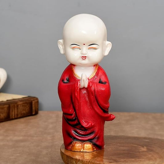 Hand Crafted Red Baby Namaste Buddha for Gifting Living Room