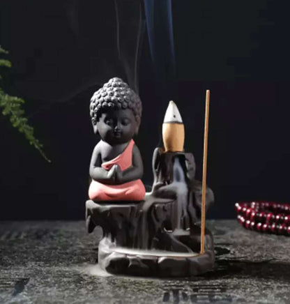 Handcrafted Baby Monk Buddha Incense Holder