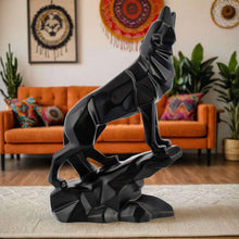Handcrafted Black Wolf Sculpture
