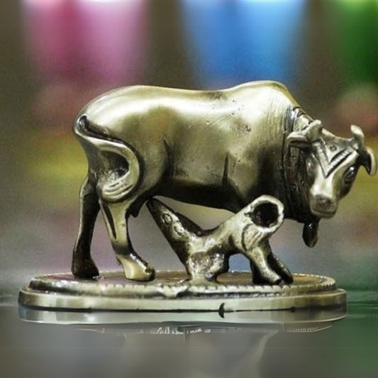 Handcrafted Brass Cow and Calf Figurine Premium Showpiece