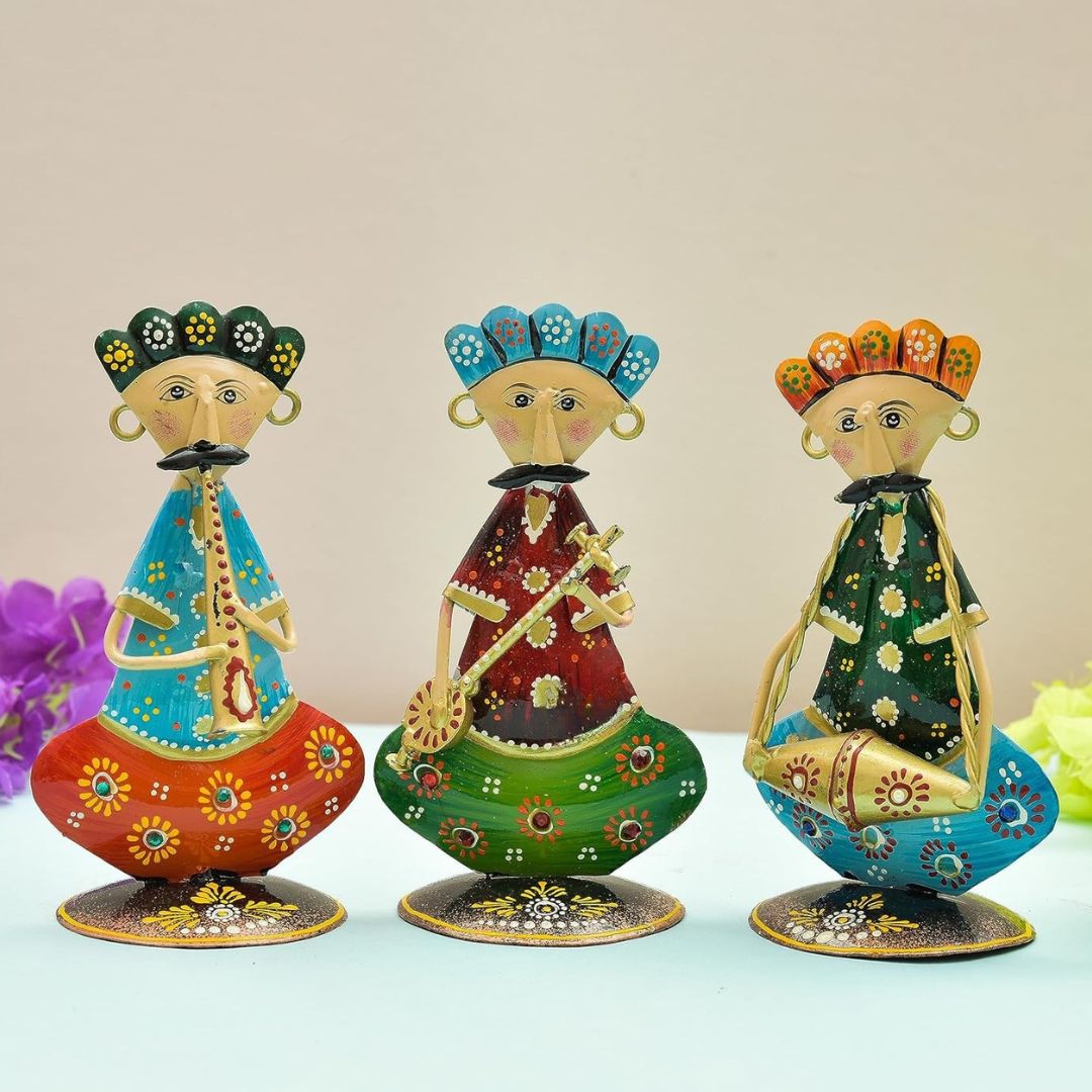 Handcrafted Iron Musical Set of 3  Mini Home Decor Gift