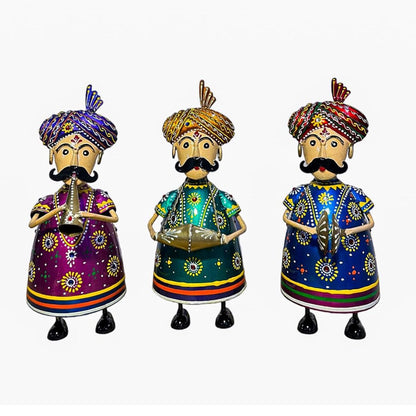 Handcrafted Iron Musical Trio with Glass  Table Decor