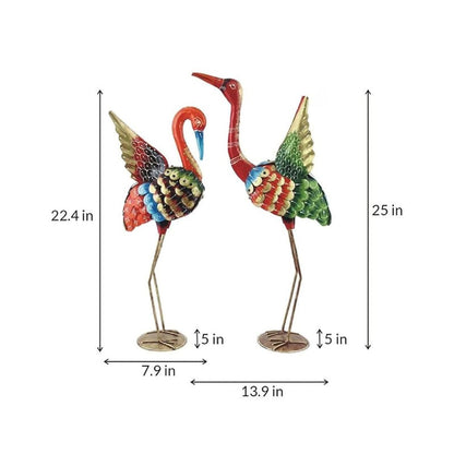 IRON PAINTED CRANE BIG (SET OF 2 ) for Tabletop