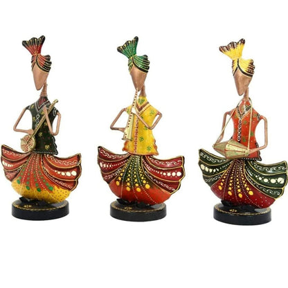 Iron Musical Sitting Man Set of 3  Handcrafted Décor, Handicraft