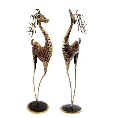 Iron Painted Long Deer Set of 2 Small Pieces for Home, Office