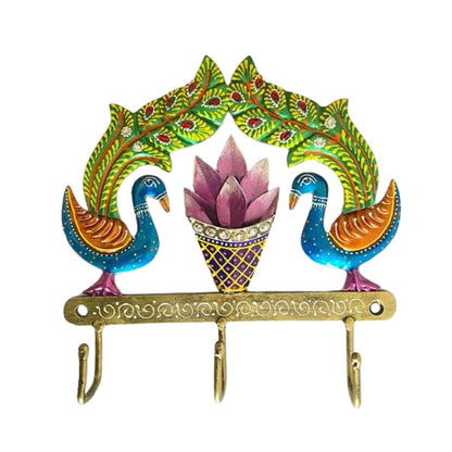 Iron Painted Peacock Wall Hook for Home Decor  Gift  3 Hooks