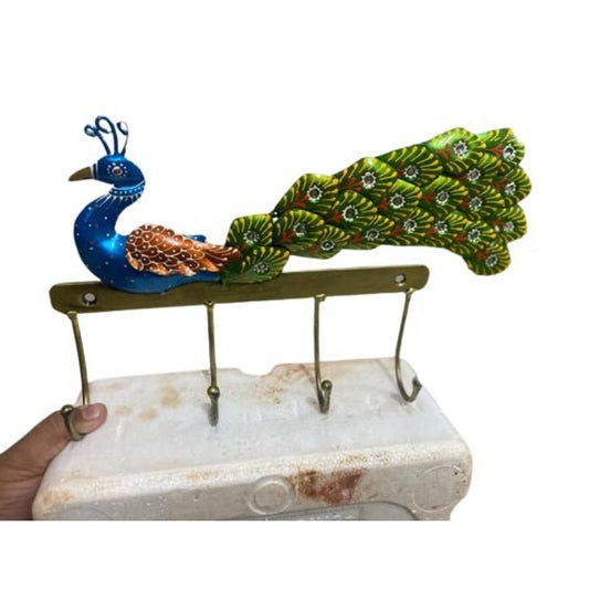 Iron Painted Peacock Wall Hook for Wall Decor  Gift  4 Hooks