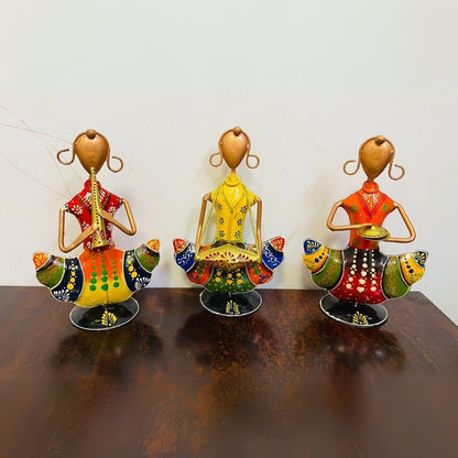 Iron Painted Sitting Doll Set of 3 Mini  Gift & Home Decor
