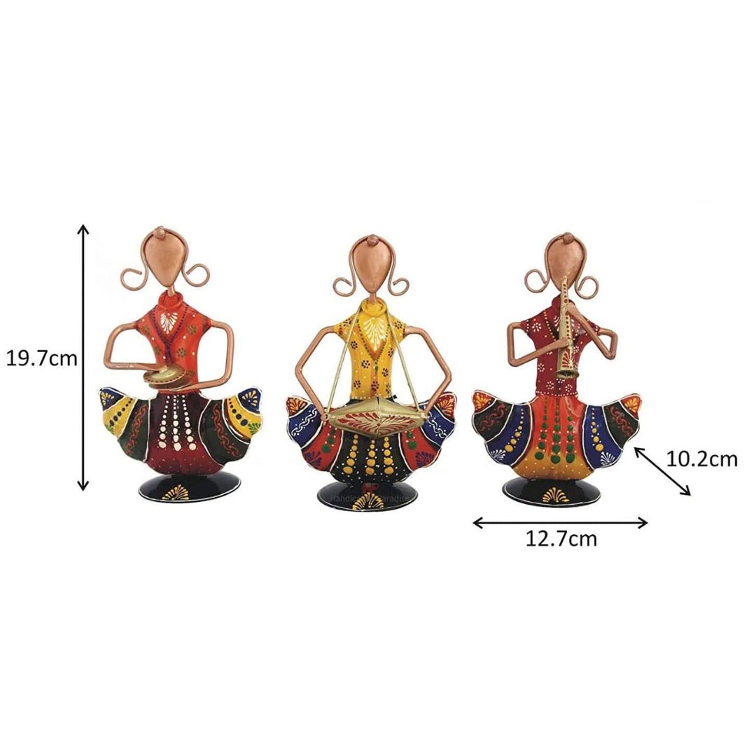 Iron Painted Sitting Doll Set of 3 Mini  Gift & Home Decor