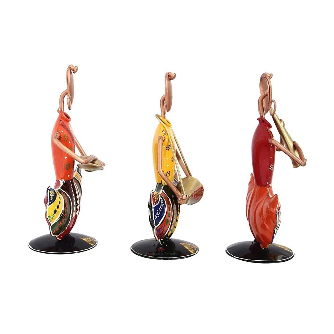 Iron Painted Sitting Doll Set of 3 Mini  Gift & Home Decor