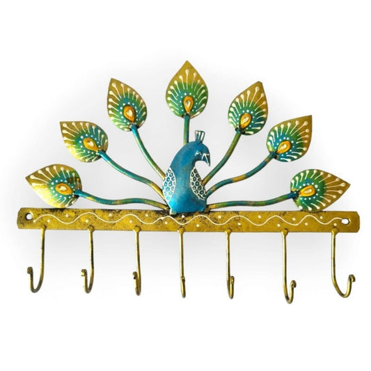 Iron Painted Wall Peacock Hook – 7 Hooks  Gift & Wall Decor