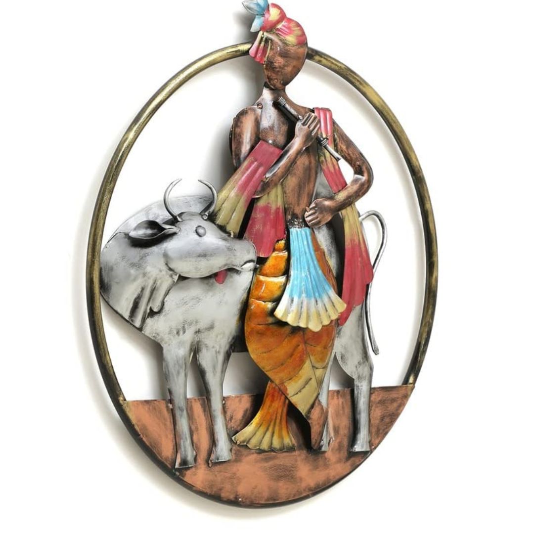 Krishna Ring Frame Wall Art  Multicolor Iron Wall Decor