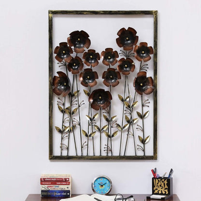 Metal Flowers Wall Art Frame for Home, Office Wall