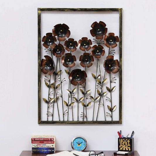 Metal Flowers Wall Art Frame for Home, Office Wall